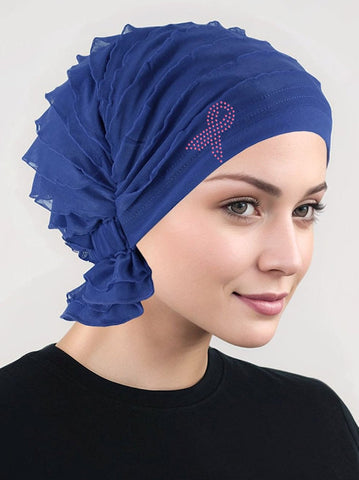 H149-BLACKFLORAL#Pleated Winter Hat Fleece Lined Black Floral