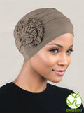 H149BB-COCO#Bamboo Pleated Sunflower Cap Coco Brown