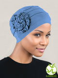H149BB-PERIWINKLE#Bamboo Pleated Sunflower Cap Periwinkle Blue