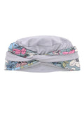 TWIST2-309#Twisty Turban in Buttery Soft Gray Sage Pink Floral