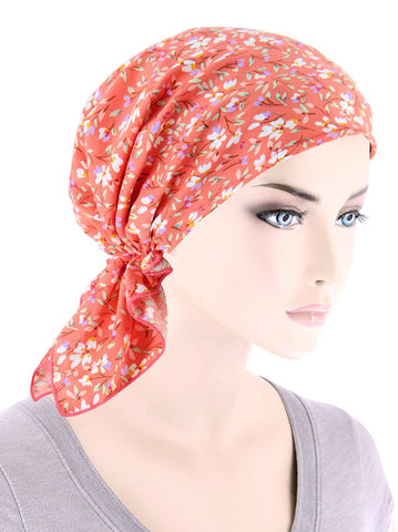 CE-BDNASCARF-921#The Shorty Scarf in Coral Ditsy Floral