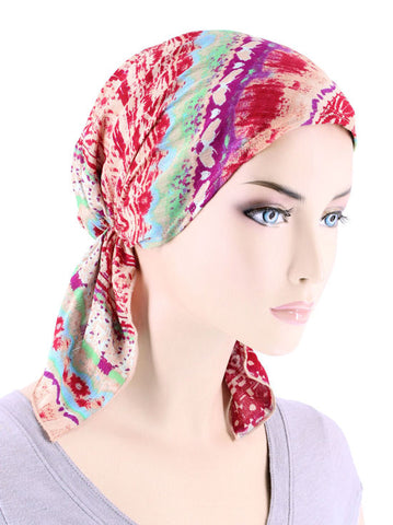 CE-BDNASCARF-901#The Shorty Scarf in Red Tribal Stripe