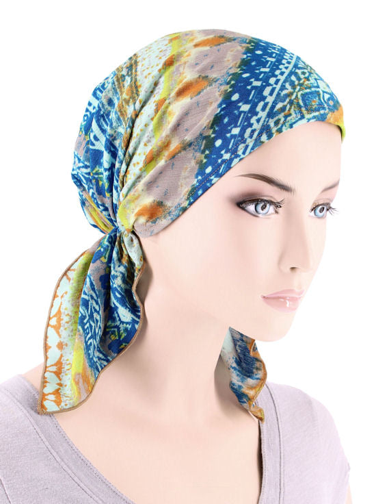 CE-BDNASCARF-902#The Shorty Scarf Blue Tribal Stripe