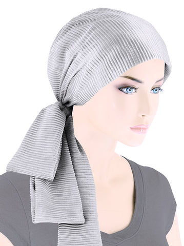 WPS-885#Head Wrap Scarf Plisse Silver