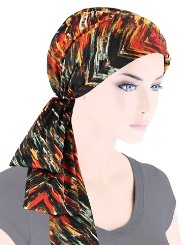 H149-BLACKFLORAL#Pleated Winter Hat Fleece Lined Black Floral