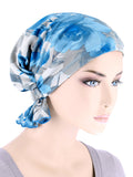 ABBEY-687#The Abbey Cap in Blue Gray Water Floral