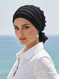 ABBEY-419#The Abbey Cap in Ruffle Black
