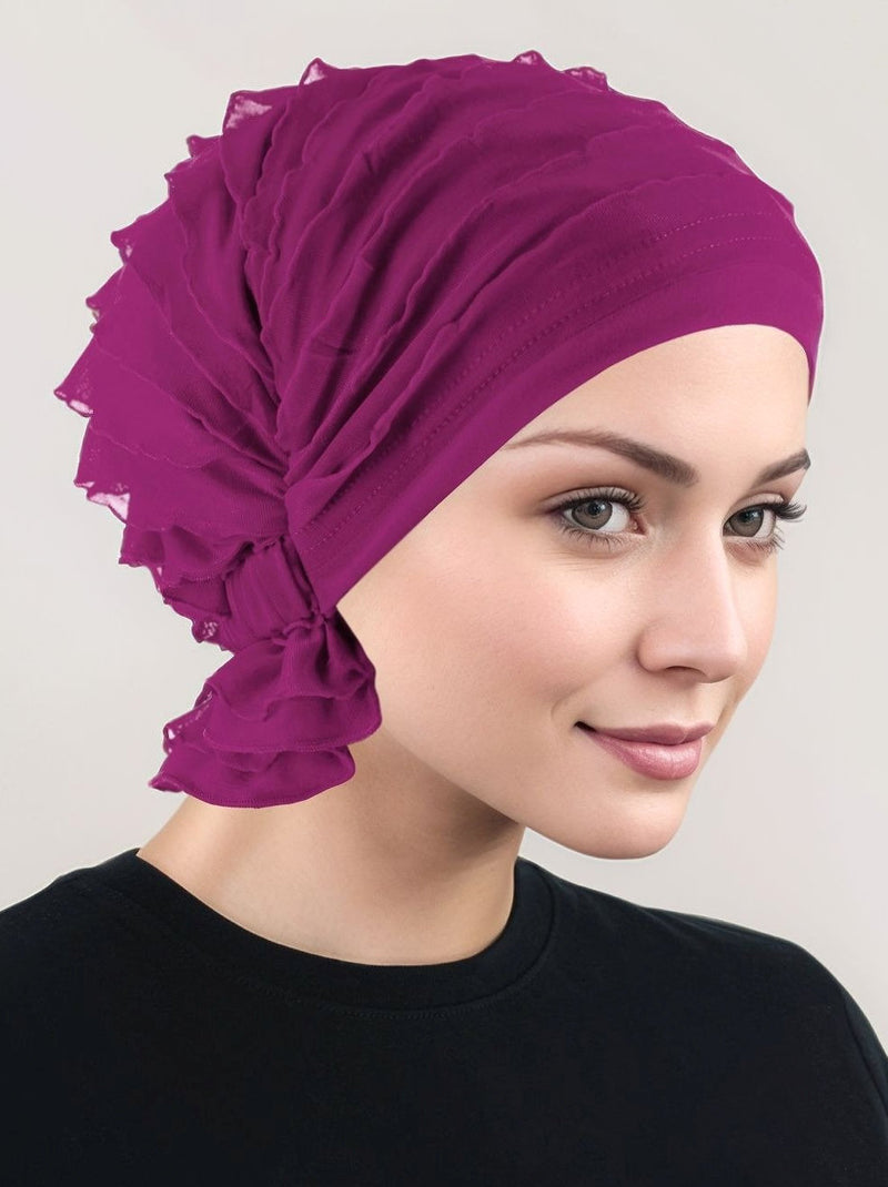 ABBEY-516#The Abbey Cap in Ruffle Magenta