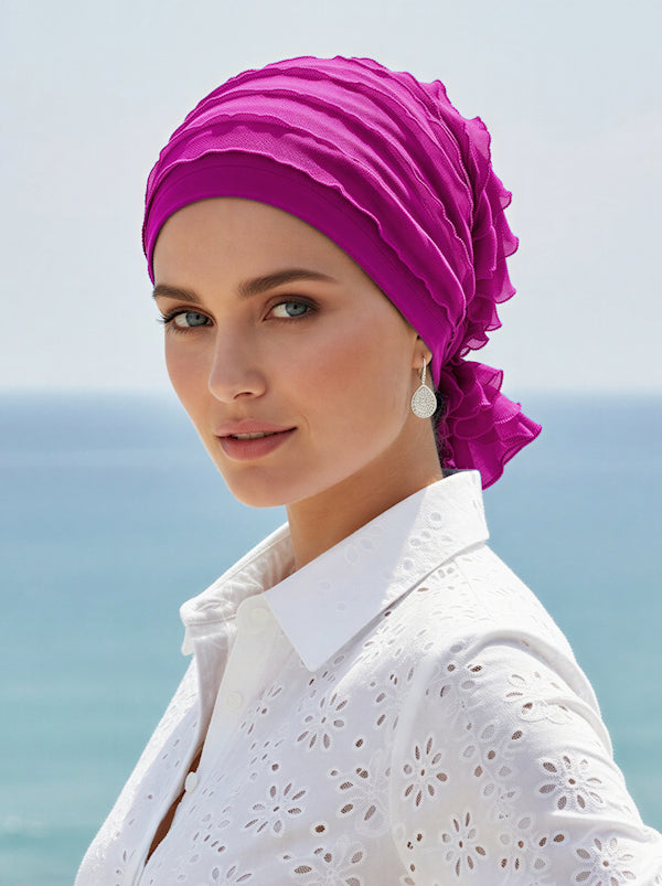 ABBEY-516#The Abbey Cap in Ruffle Magenta