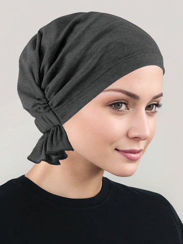 ABBEY-576#The Abbey Cap in Charcoal Gray Cotton Knit