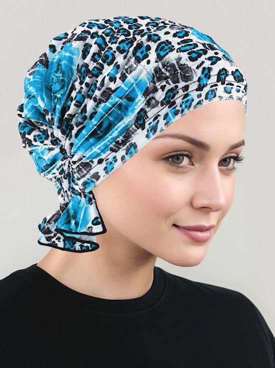 ABBEY-606#The Abbey Cap in Ruffle Blue Rose *Clearance/Final Sale*