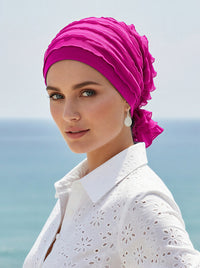 ABBEY-625#The Abbey Cap in Ruffle Hot Pink