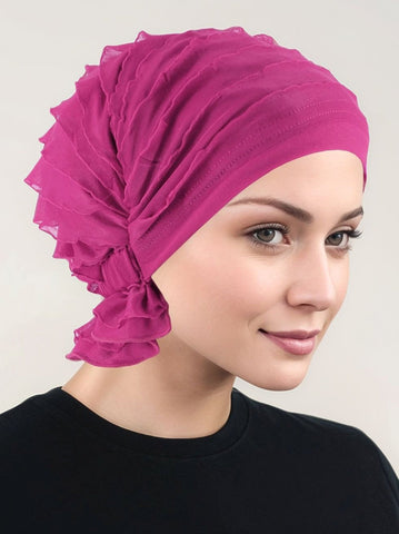 ABBEY-625#The Abbey Cap in Ruffle Hot Pink