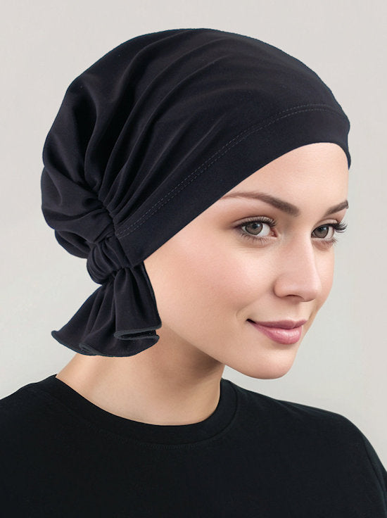 ABBEY-627#The Abbey Cap in Buttery Soft Raven Black