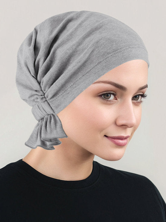 ABBEY-637#The Abbey Cap in Heather Gray Cotton Knit