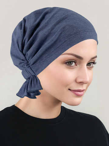 ABBEY-638#The Abbey Cap in Medium Denim Cotton Knit