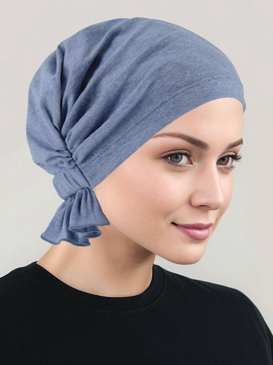 ABBEY-639#The Abbey Cap in Light Denim Cotton Knit