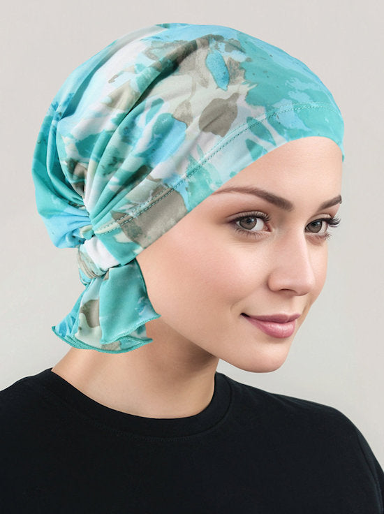 ABBEY-644#The Abbey Cap in Green Water Floral