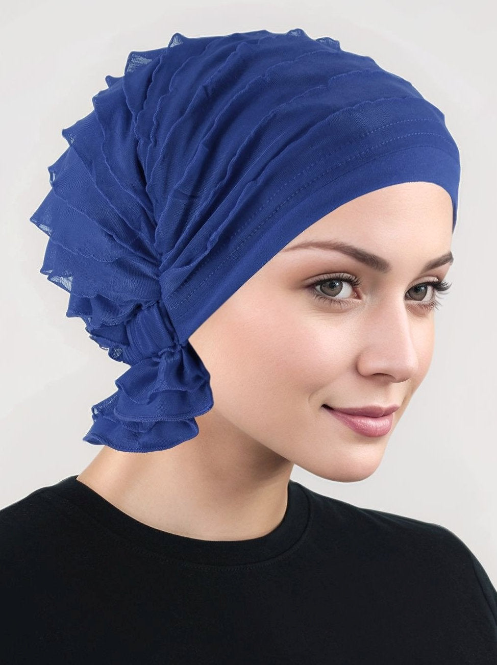 ABBEY-663#The Abbey Cap in Ruffle Royal Blue