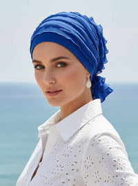 ABBEY-663#The Abbey Cap in Ruffle Royal Blue