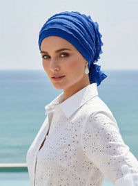 ABBEY-663#The Abbey Cap in Ruffle Royal Blue