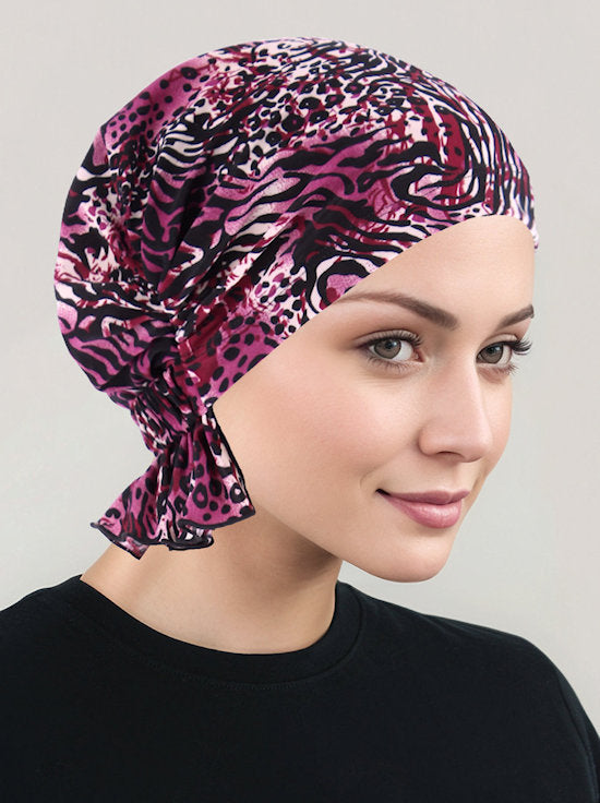 ABBEY-702#The Abbey Cap in Animal Wild Berry