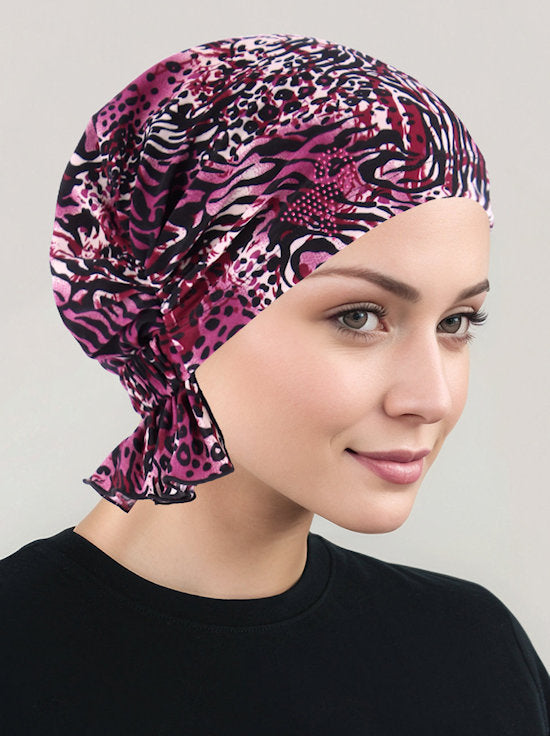 ABBEY-702PR#The Abbey Cap Animal Wild Berry Pink Ribbon