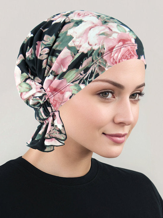 ABBEY-703#The Abbey Cap in Blush Pink Rose Floral