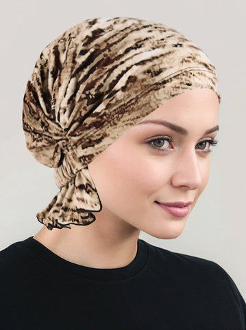 ABBEY-704#The Abbey Cap in Brown Tiger