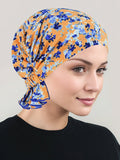 ABBEY-714#The Abbey Cap in Blue Amber Floral