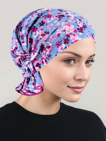 ABBEY-715#The Abbey Cap in Blue Pink Floral