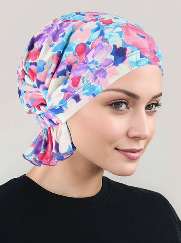 ABBEY-718#The Abbey Cap in Pink Blue Floral *Closeout/Final Sale*