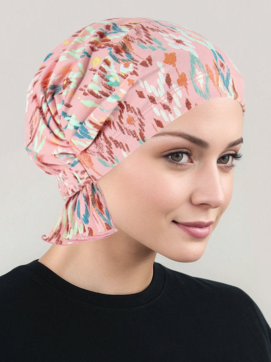 ABBEY-720#The Abbey Cap in Pink Tribal *Clearance/Final Sale*