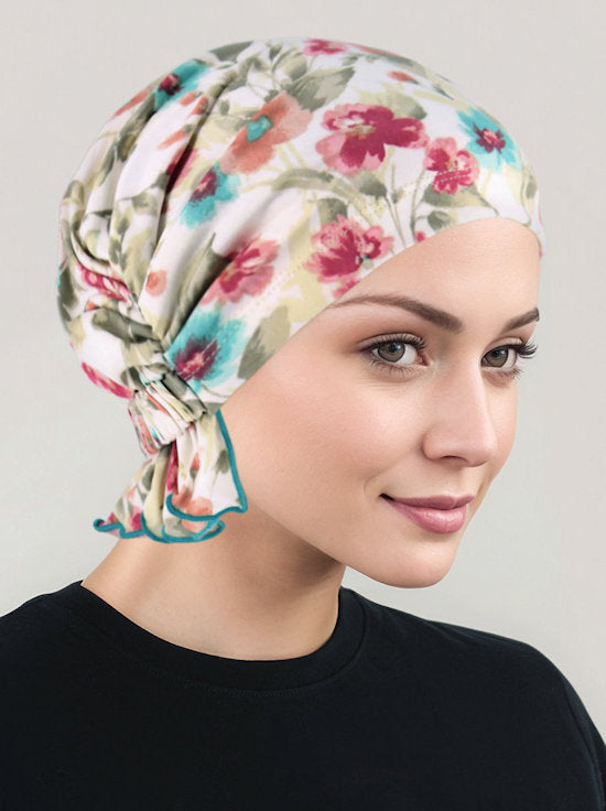 ABBEY-729#The Abbey Cap in Dainty Spring Floral