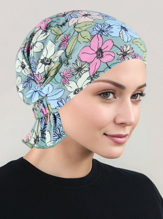 ABBEY-730#The Abbey Cap in Sage Pink Floral
