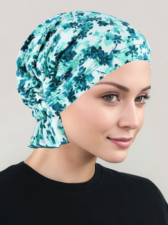ABBEY-734#The Abbey Cap in Mint Green Floral