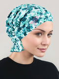 ABBEY-734PR#The Abbey Cap Mint Green Floral Pink Ribbon