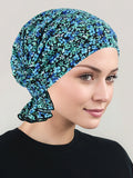 ABBEY-738#The Abbey Cap in Green Blue Floral