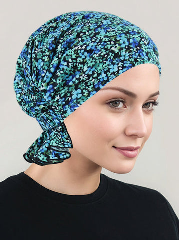 ABBEY-738#The Abbey Cap in Green Blue Floral