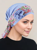 JOSIESASH-PERIWINKLE#Josie Turban Rosette Sash Periwinkle Blue