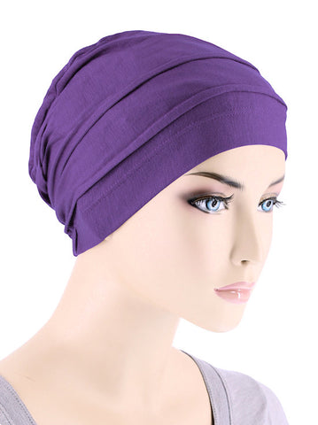 BBPCAP-PURPLE#Lux Bamboo Pleated Cap in Purple