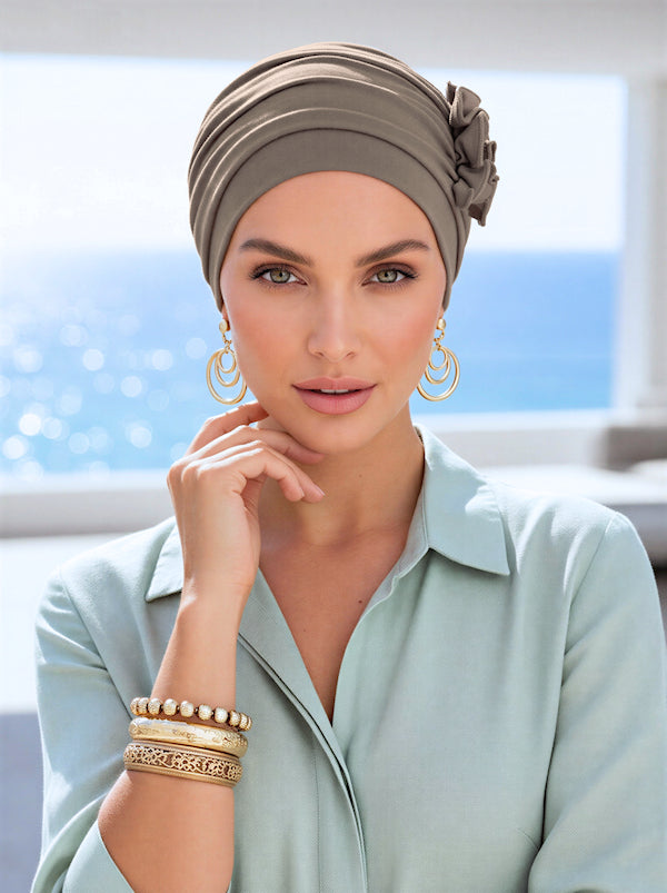 H160BB-COCO#Bamboo Fringe Cap Coco Brown - Lined