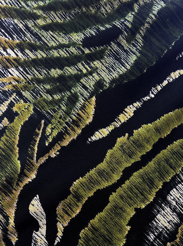 BELLA-906#The Bella Scarf Green Black Animal Stripe