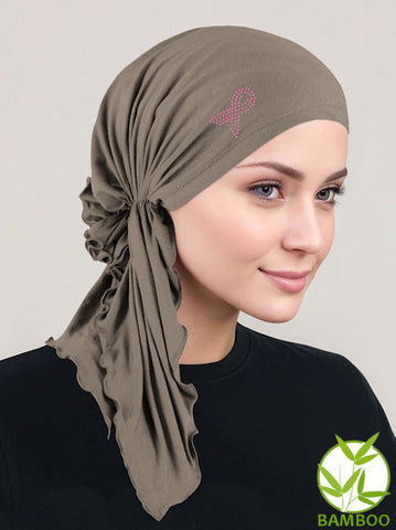BELLA-BB-791PR#The Bella Scarf Bamboo Coco Brown Pink Ribbon