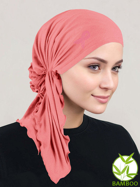 BELLA-BB-805PR#The Bella Scarf Bamboo Coral Pink Pink Ribbon