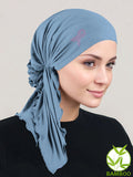 BELLA-BB-781PR#The Bella Scarf Bamboo Dusty Blue Pink Ribbon