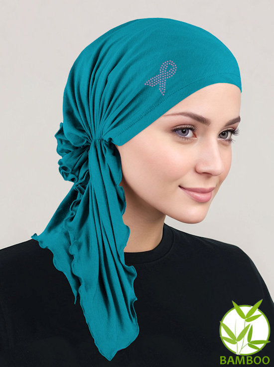 BELLA-BB-803PR#The Bella Scarf Bamboo Light Teal Pink Ribbon