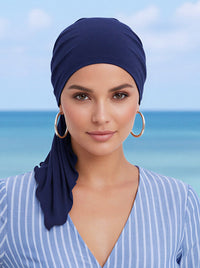 BELLA-BB-785#The Bella Scarf Bamboo Navy Blue