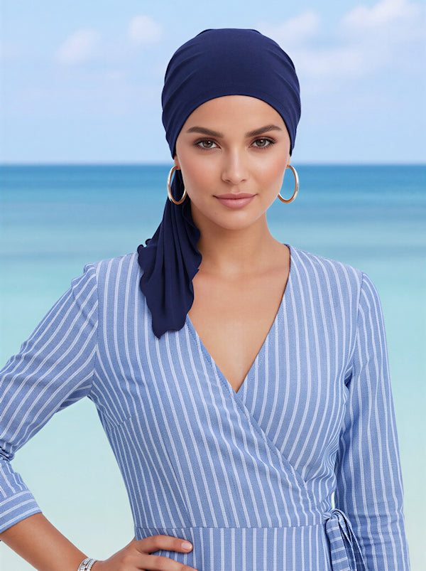 BELLA-BB-785#The Bella Scarf Bamboo Navy Blue
