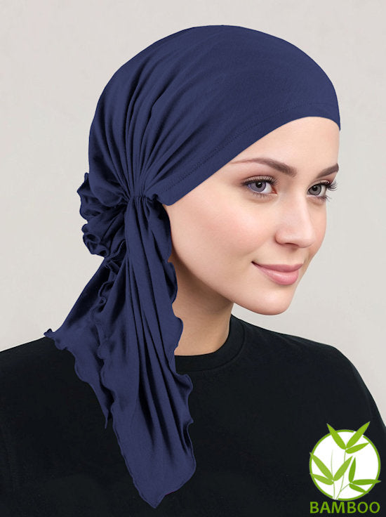 BELLA-BB-785#The Bella Scarf Bamboo Navy Blue
